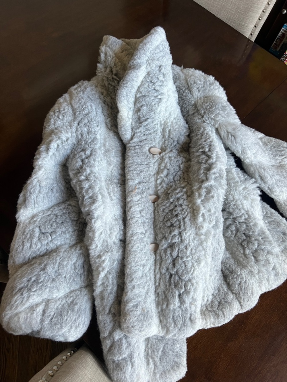 Dubrowsky & Perlbinder Faux Fur Coat Women's Plush Faux Fur Coat - Light Gray